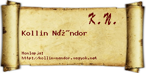 Kollin Nándor névjegykártya