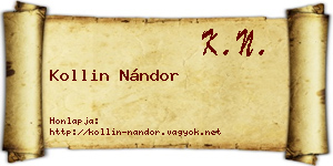 Kollin Nándor névjegykártya